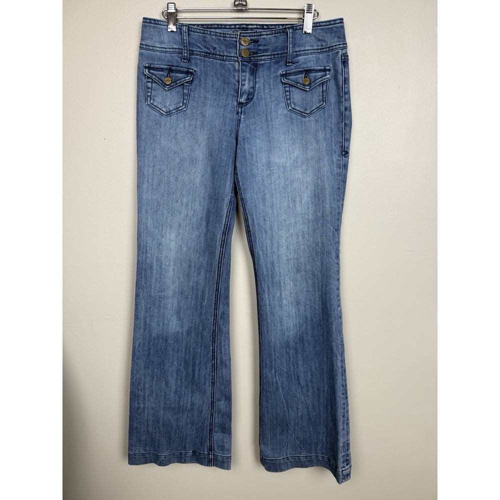 Seven 7 Y2K Bootcut Flare Flap Patch‎ Pocket Low Rise Jeans 2000s Women's 28